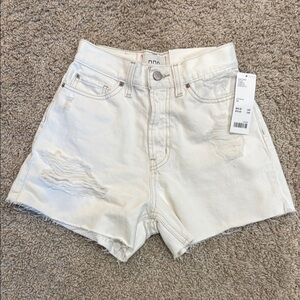 White Distressed Denim Shorts NWT